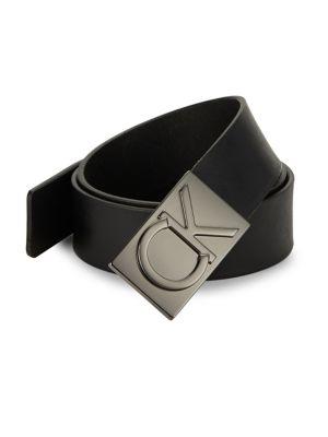 Calvin Klein Logo Plaque Leather Belt