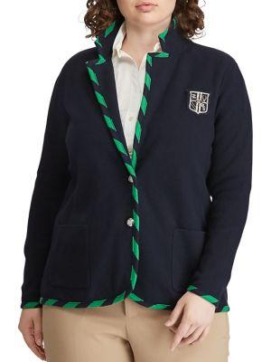 Lauren Ralph Lauren Plus Alvarta Trimmed Button Front Blazer