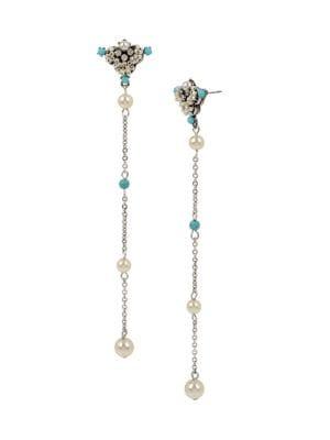 Miriam Haskell Mixed Beaded Deco Linear Earrings