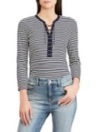 Lauren Ralph Lauren Striped Lace-up Slim-fit Top