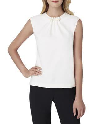 Tahari Arthur S. Levine Petite Pearl-trimmed Sleeveless Blouse