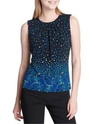 Calvin Klein Printed Pleated Top