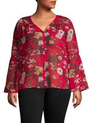 Design Lab Floral Bell Sleeve Blouse