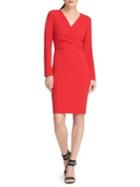 Donna Karan Long Sleeve Crossover Sheath Dress