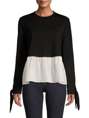 Design Lab Mixed-media Peplum Top