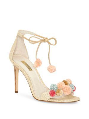 Louise Et Cie Kizzy Pom-pom Linen Stiletto Sandals