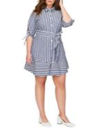 Addition Elle Michel Studio Plus Tie Elbow-sleeve Fit-and-flare Shirtdress