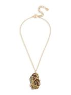 Robert Lee Morris Goldtone Wire-wrapped Abalone Stone Pendant Necklace