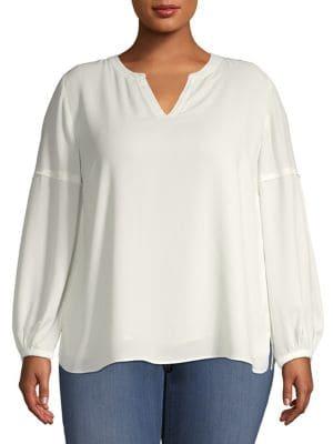 Vince Camuto, Plus Size Plus Plus Splitneck Bubble-sleeve Blouse