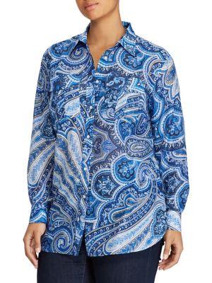 Lauren Ralph Lauren Plus Paisley Button-down Shirt