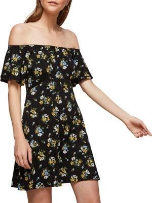 Miss Selfridge Floral Off-the-shoulder Mini Dress