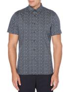 Perry Ellis Linear Floral Stretch Short Sleeve Button-down Shirt