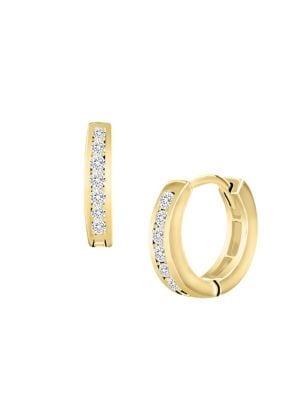 Lord & Taylor Goldplated & Cubic Zirconia Huggie Hoop Earrings