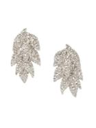 Vince Camuto Silvertone Pave Layered Leaf Earrings