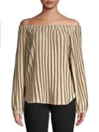 Caara Striped Cotton Off-the-shoulder Top