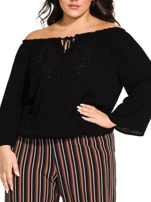 City Chic Plus Boho Embroidery Top