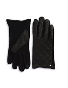 Lauren Ralph Lauren Wool-blend And Quilted Leather Touch Gloves