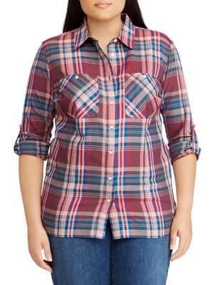 Lauren Ralph Lauren Plus Plaid Twill Shirt