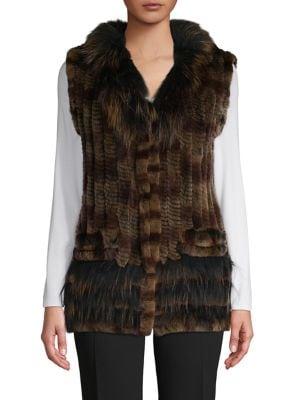 Diana Rosh V-neck Rabbit Fur Vest