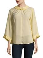 Ellen Tracy Pleated Three-quarter Sleeve Top