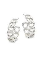 Design Lab 2-pair Silvertone Chain Hoop Earrings