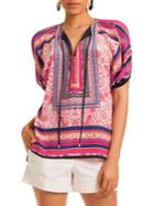 Trina Turk California Dreaming Floria Scarf-print Silk Top