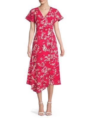 H Halston Floral Wrap Dress