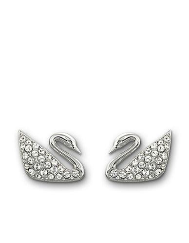 Swarovski Silvertone Crystallized Swan Earrings