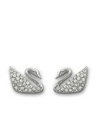 Swarovski Silvertone Crystallized Swan Earrings