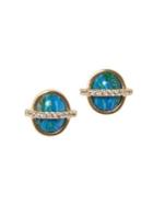 Sole Society Goldtone & Chrysocolla Bisected Stud Earrings