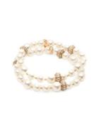 Anne Klein Goldtone, Glass Stone, Cubic Zirconia And Faux Pearl 2-row Bracelet