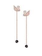 Swarovski Iconic Swan Rose-goldplated Chain Earrings