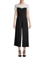 Karl Lagerfeld Paris Lace Wide Leg Jumpsuit