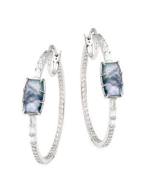 Nadri Gris Crystal Hoop Earrings