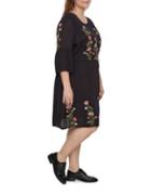 Junarose Three-quarter Sleeves Floral Sheer Dress