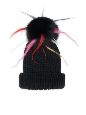 Eugenia Kim Rain Chunky Wool Beanie With Fox Fur Pom-pom