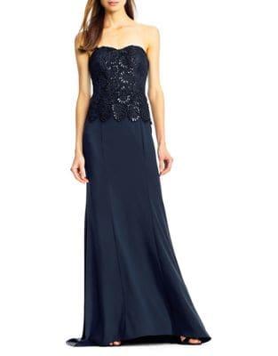 Aidan By Aidan Mattox Textured Lace Gown