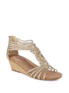 Me Too Trista Braided Metallic Leather Wedge Sandals