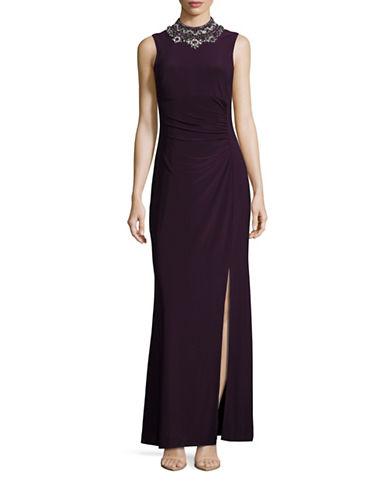 Vince Camuto Ruched Embellished Sleeveless Gown