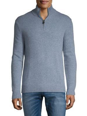 Black Brown Half-zip Wool Sweater