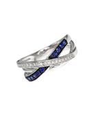 Effy Royale Bleu 14kt. White Gold Sapphire And Diamond Crossover Ring
