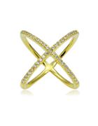 Lord & Taylor Saturn Cubic Zirconia And 18k Goldplated Sterling Silver Studded Crisscross Ring