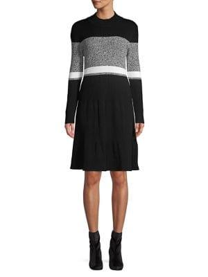 Calvin Klein Ribbed Long-sleeve A-line Dress