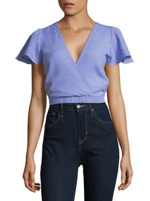 Design Lab Lord & Taylor Gingham Cropped Blouse