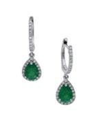 Effy Brasilica 14k White Gold, Natural Emerald & Diamond Drop Earrings
