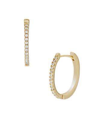 Lord & Taylor 14k Goldplated Sterling Silver & Crystal Huggie Earrings