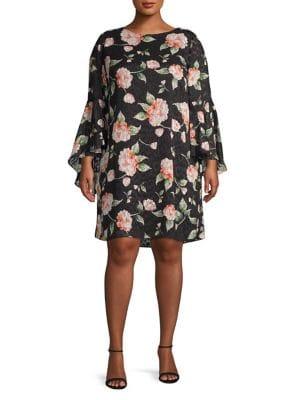 Eliza J Plus Plus Floral Bell Sleeve Dress