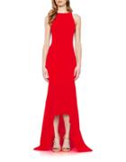 Theia Hi-lo Stretch Crepe Gown