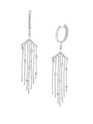 Effy Pave Classica 0.27 Tcw Diamond And 14k White Gold Drop Earrings