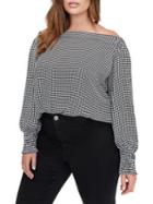 Addition Elle Michel Studio Plus Houndstooth Off-the-shoulder Top